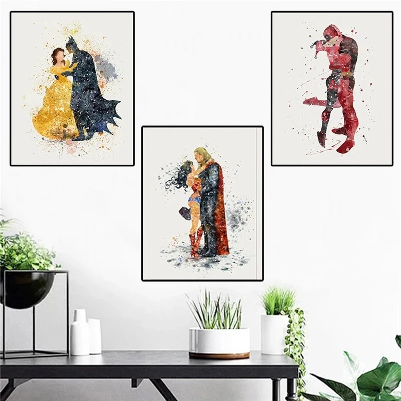 Принцесса модульный холст супергерой объятия Дэдпул поцелуи картины ранний