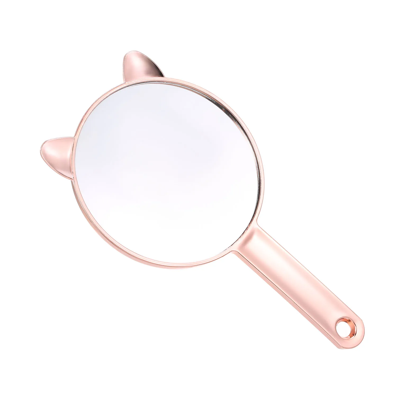 Карманное зеркало для макияжа ручное дорожное розовое золото круглое