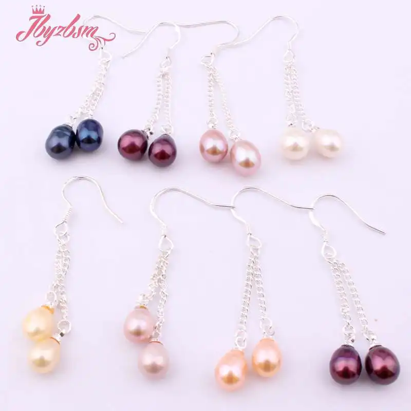4 6x5 7mm Natural Oval Freshwater Pearl Gem Stone Beads White Tibetan Silver Dangle Hook Earrings 1 Pair Wholesale Free Shipping|hook