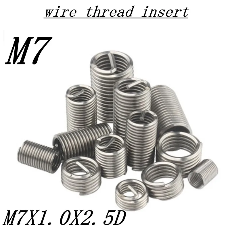 

100pcs M7*1*2.5D Wire Thread Insert Stainless Steel 304 Wire Screw Sleeve, M7 Screw Bushing Helicoil Wire Thread Repair Inserts