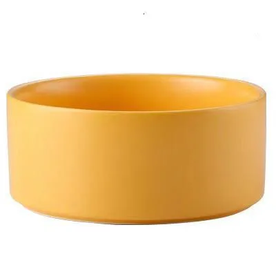 yellow Керамическая приподнятая миска для кошек, основная миска для еды, воды, собаки с противоскользящей деревянной подставкой, защита шеи, суставы для домашних животных, миски для кормления, легко очищаемые - Цвет: yellow