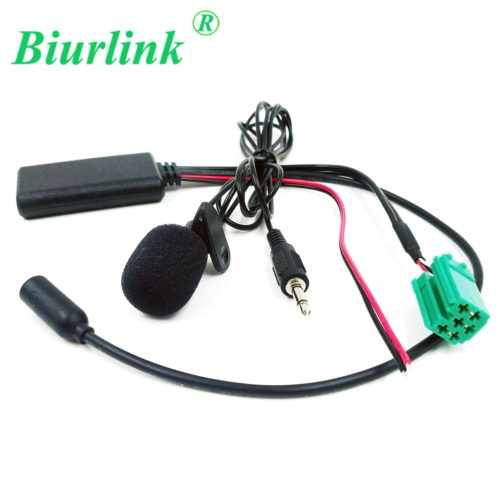 Biurlink 300 см 3 5 мм аудио автомобильное радио 6Pin Aux In Bluetooth 0 микрофон адаптер кабель