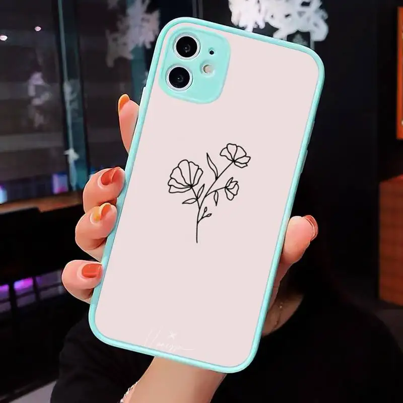 

Phone Case For iPhone 12 11 Mini Pro XR XS Max 7 8 Plus X Great Aesthetic Flower art daisy Matte transparent blue Back Cover