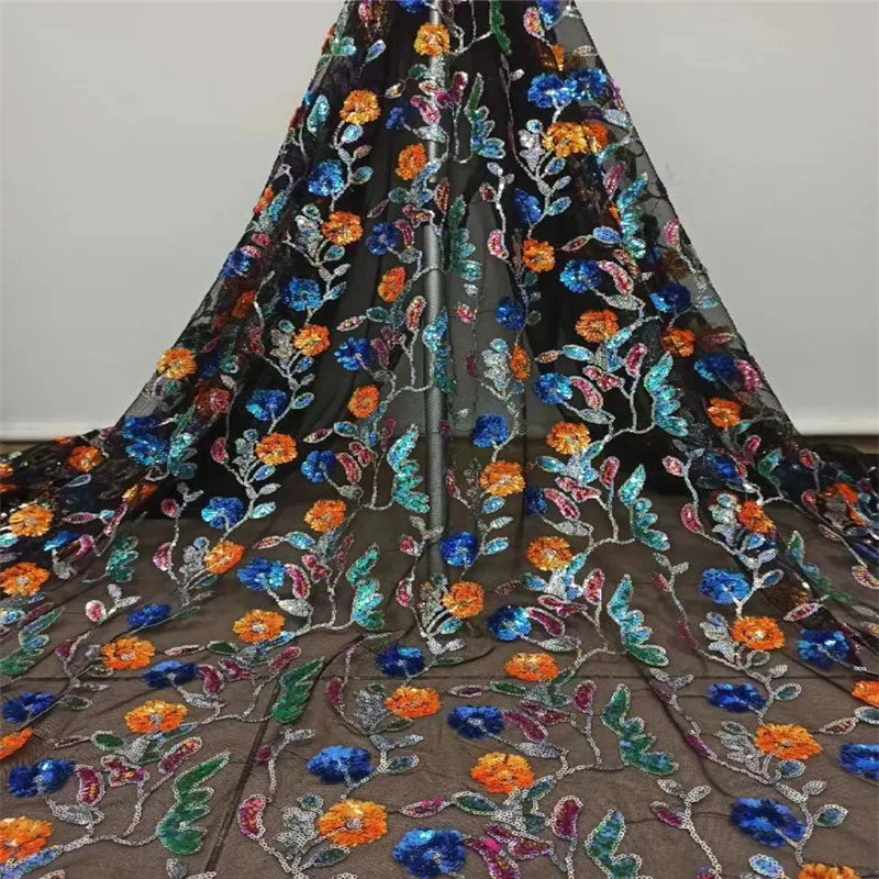 

Madison African Tulle Lace Fabric 2020 High Quality Lace Material French Nigerian Sequins Net Lace Fabrics For Dress Sewing