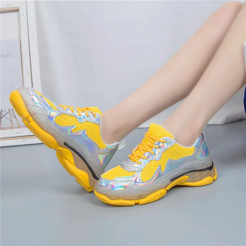 Цвет: желтый Простая женская обувь; цветная женская обувь на плоской подошве с украшением в виде фейерверков и кристаллов; спортивная обувь на плоской подошве; женская Вулканизированная обувь - Цвет: Цвет: желтый