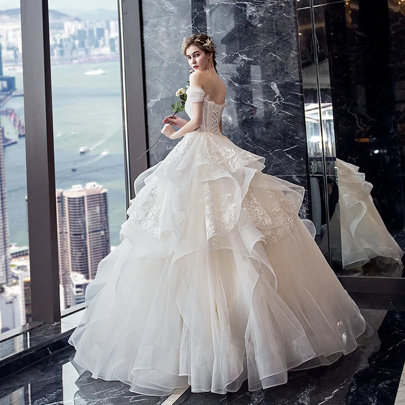 Свадебное платье Новинка 2021 года Mrs Win Элегантное роскошное бальное с вырезом