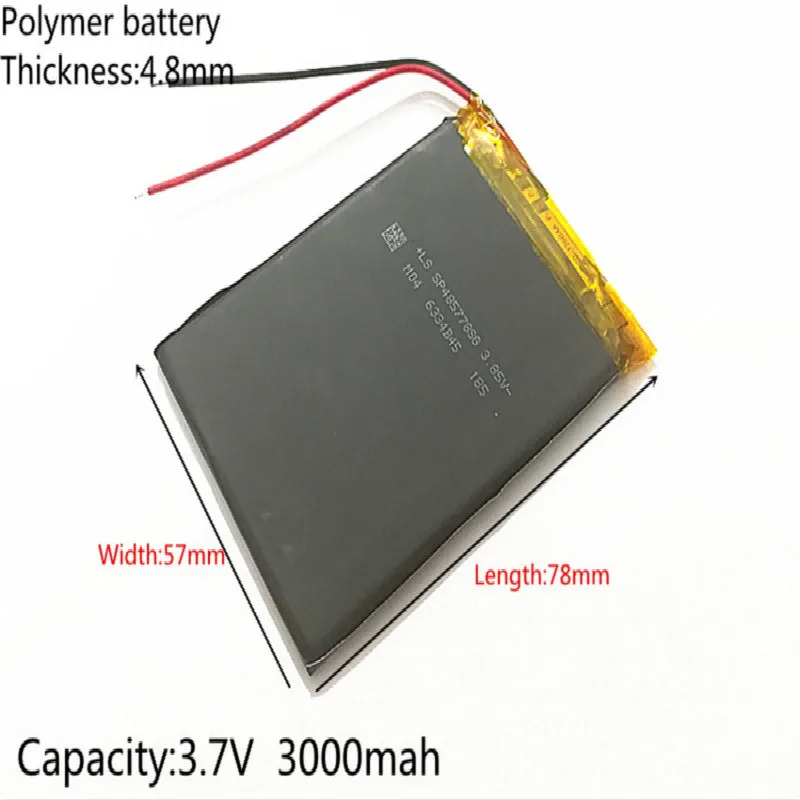 

3.7V 3000mAh 485778 lithium polymer battery MP3 MP4 navigation instruments small toys and other products Universal Battery