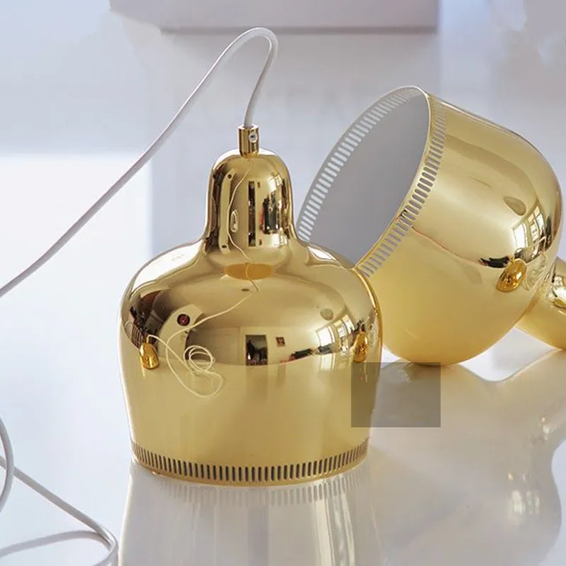 

Denmark Nordic Artek Finnish Alvar Aalto Admiralty Bell Pendant Lights Bedroom Metal Luster LED Lamp Dining Room Bar De Fixtures