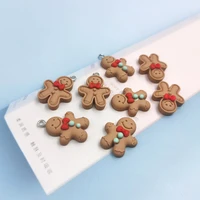 10pcs korea cute gingerbread man biscuit pendant charms beverages jewelry findings diy funny earrings jewelry making c352