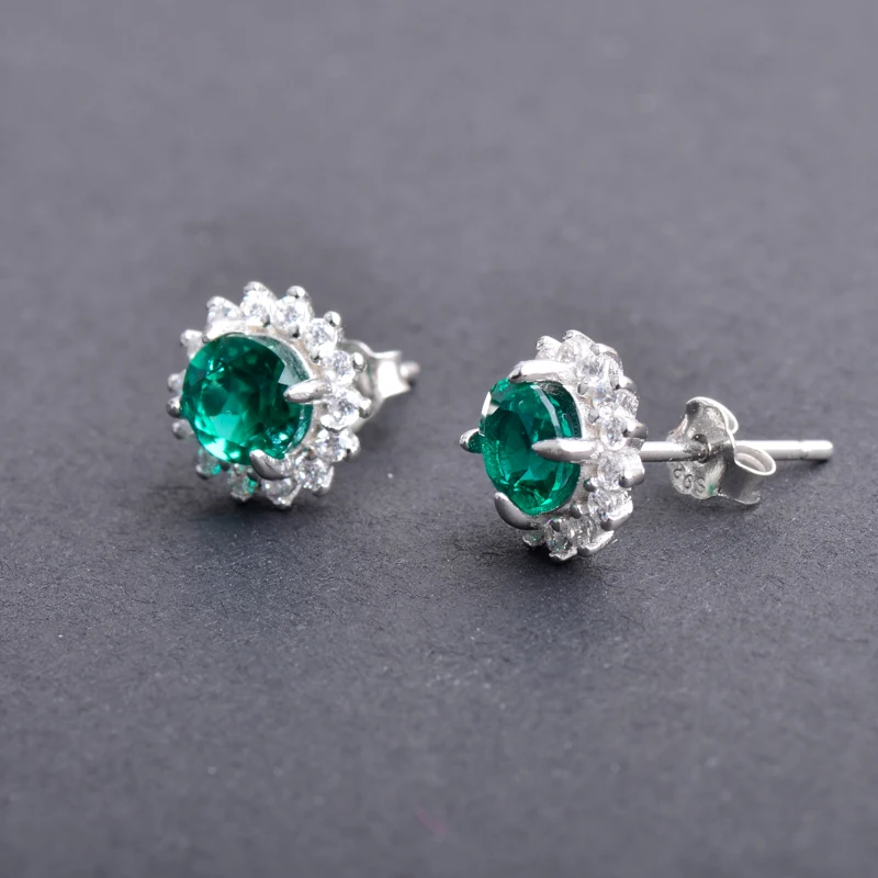 Женские классические серьги из серебра 925 пробы с изумрудом | Украшения и