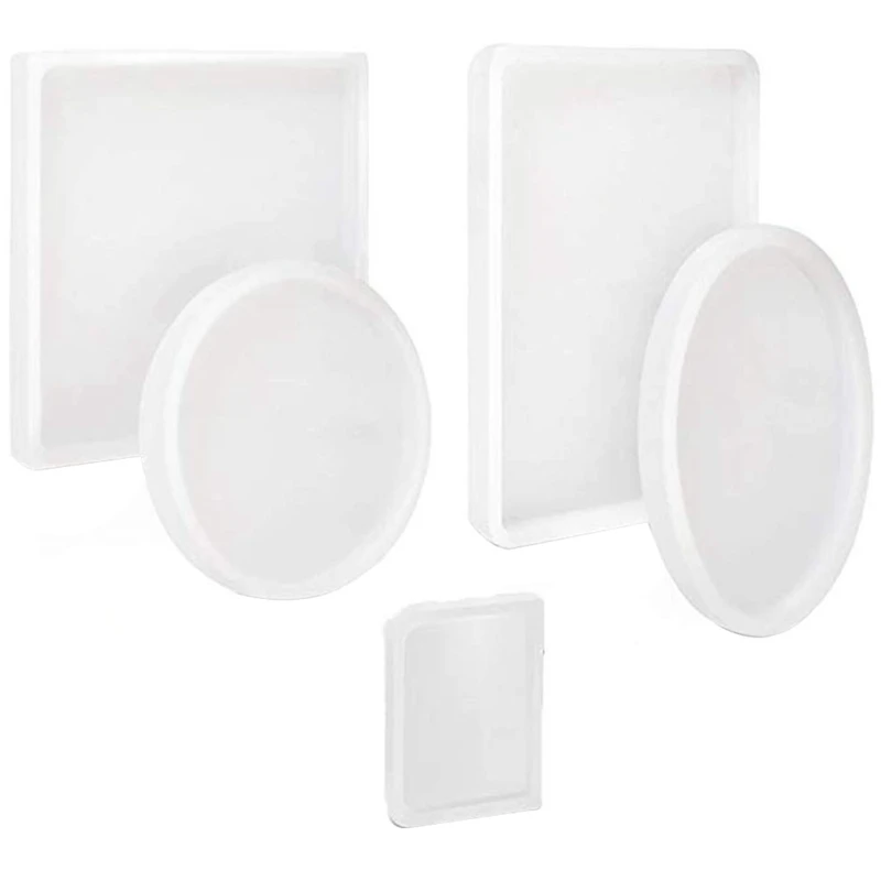 

5 Pack Big Design Resin Molds Silicone Jewelry Casting Molds Coaster Molds For Resin Jewelry Making Diy Craft, Include Round, Sq