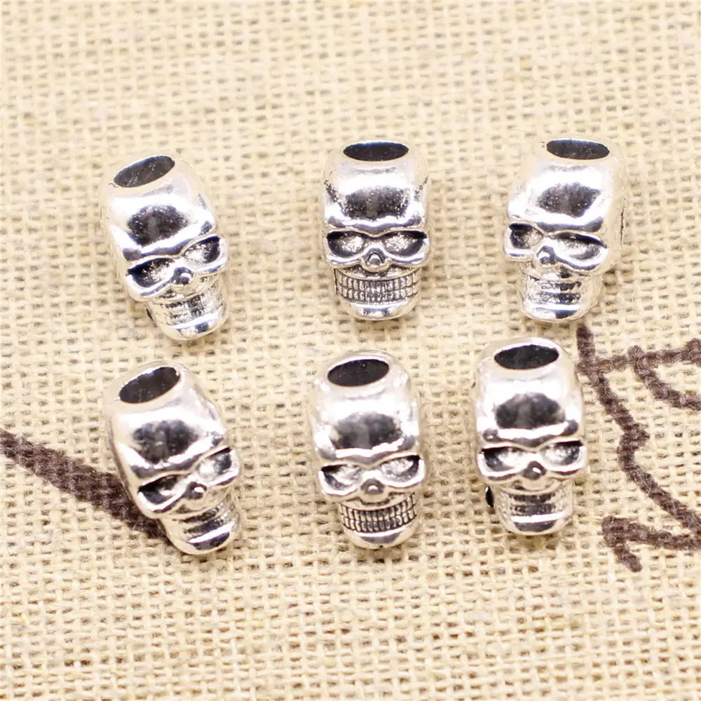 

Supplies For Jewelry Accessori Skull Big Hole Beads Antique Silver Color 30pcs 10x7x8mm