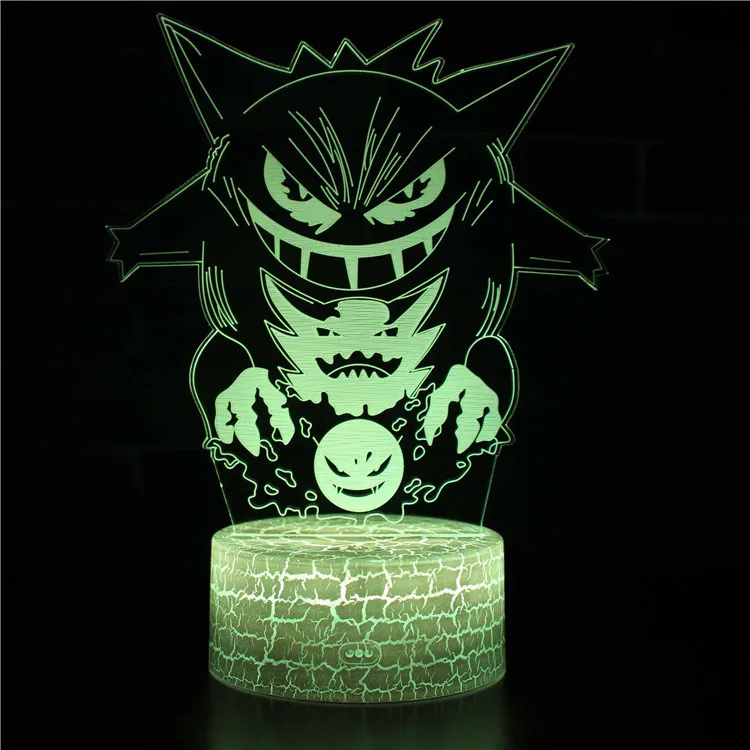 pokemon pikachu lucario mew logo 3d illusion desktop lamp coffee table decor led sensor lights atmosphere bedside night lamps free global shipping