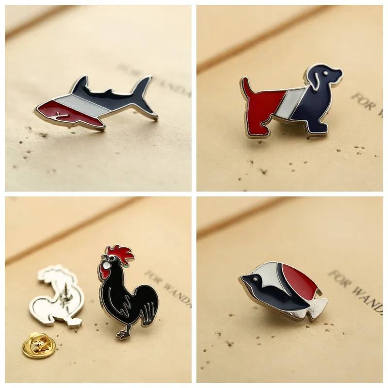 Wukaka цветная эмалированная петух Акула брошь с рыбой булавки для мужчин костюм