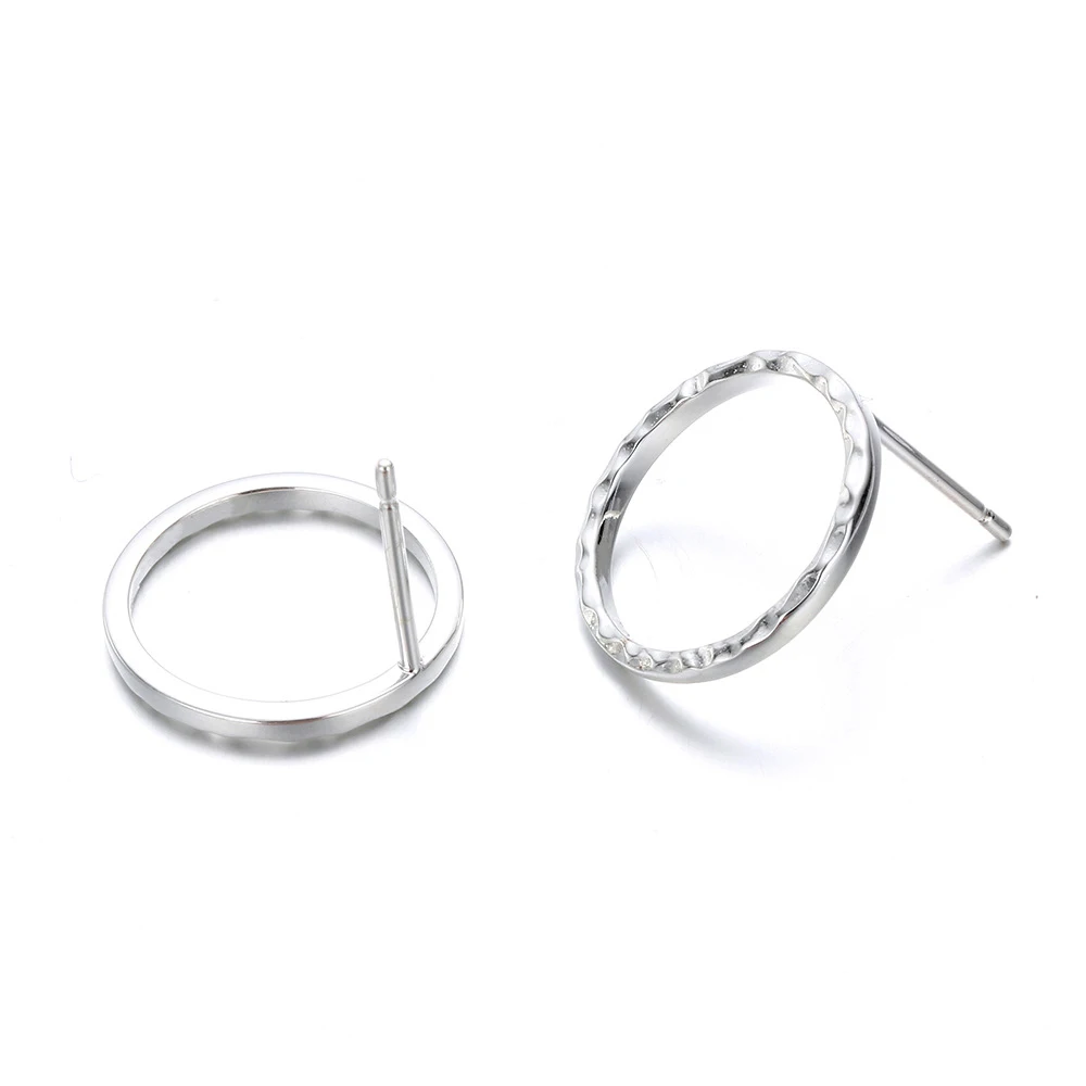 925 стерлингового серебра неровный круглый кулон покрытый корейские сережки