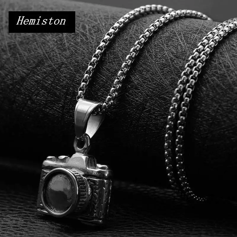 Винтажное ожерелье Hemiston из титановой стали с прямоугольной подвеской