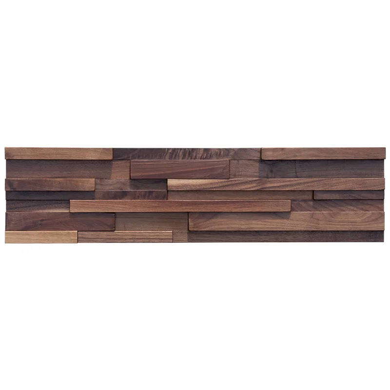 

USA,Europe Modern Black Walnut 3D Wood Mosaic Tile 4Pcs/Box 80x20cm Wooden Wall Art Panel For Home,Office,Villa Decoration