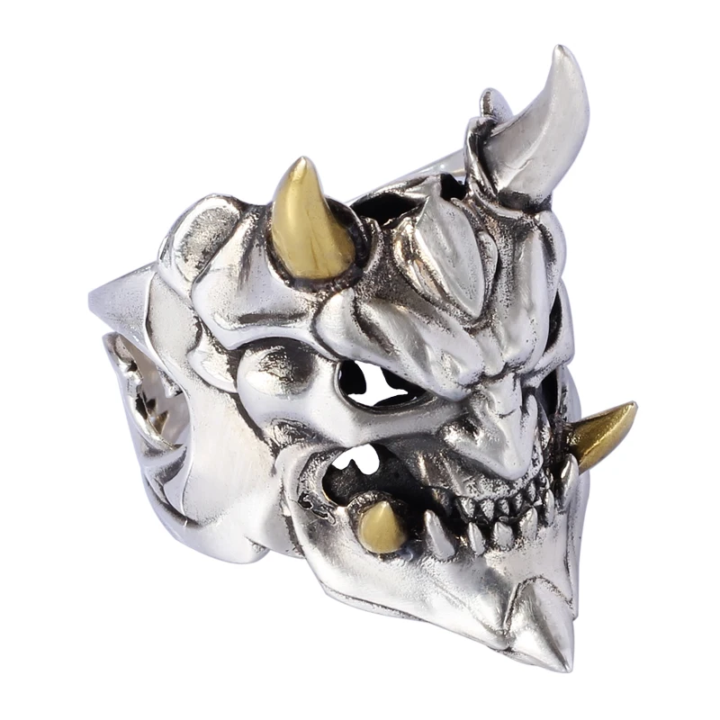 

New Skull Prajna Sterling Silver Ring Fashion Trendy Men Retro Personalized Opening Forefinger Ring Special Ornament