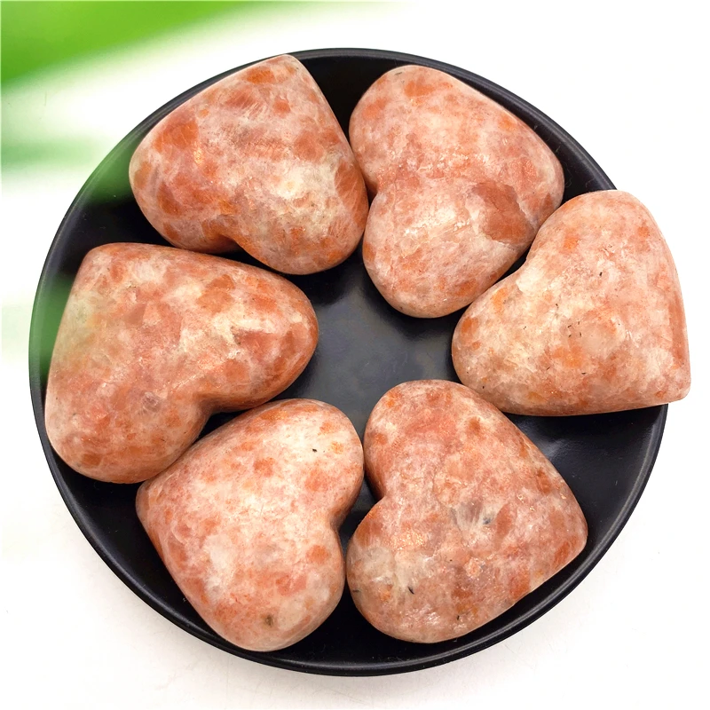 

1pc Natural Golden Sunstone Heart Shaped Hand Made Quartz Crystal Gemstones Chakra Stone Reiki Healing Home Decoration