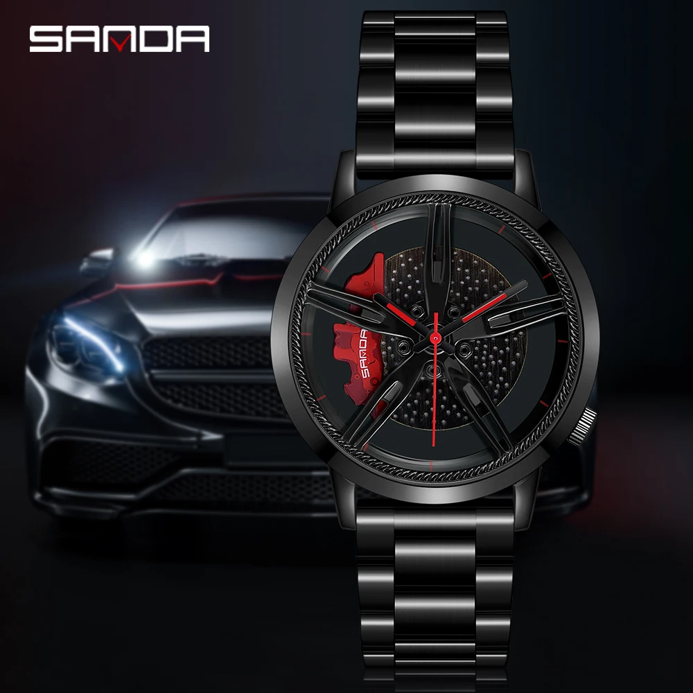 

SANDA 2021 Fashion Creative Racing Watch Roulette Series Quartz Watch Stainless Steel Waterproof Strap Outdoor Relogio Masculino