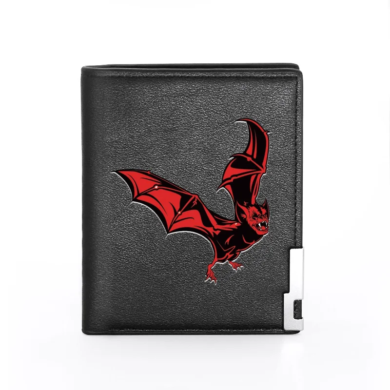

High Quality Demon Bat Printing Men Women Leather Wallet Billfold Slim Credit Card/ID Holders Money Bag Short Purses