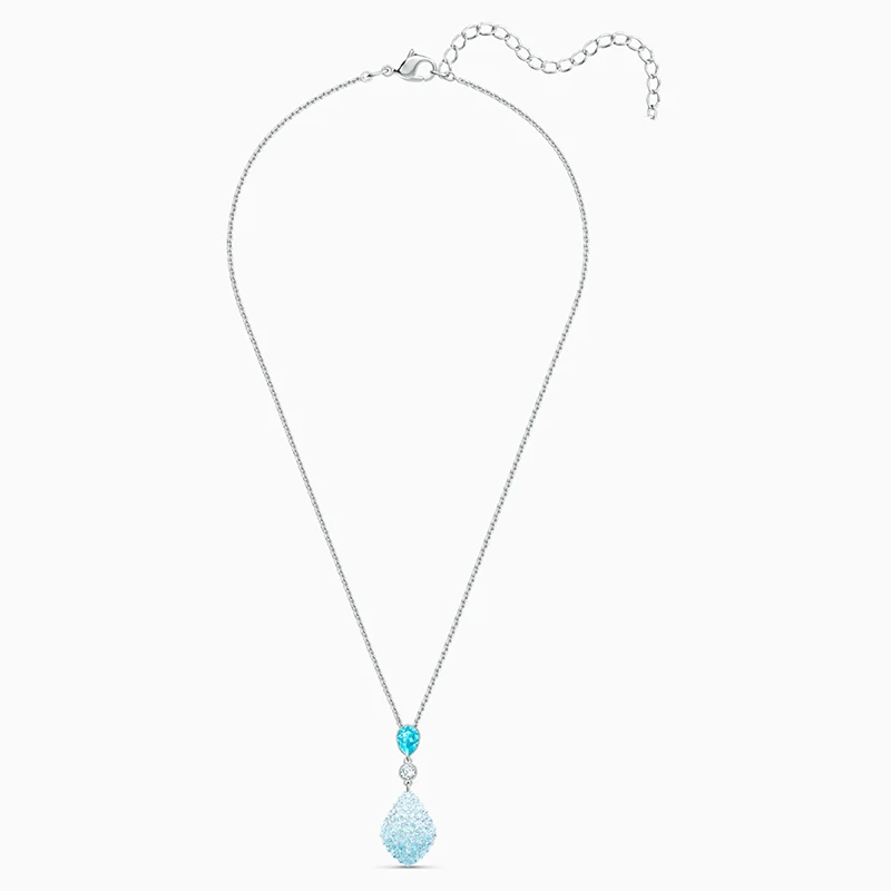 

Fashion Jewelry SWA New FUN Pendant Necklace Sea Blue Elegant Water Drop Decoration Crystal Necklace Girlfriend Romantic Gift