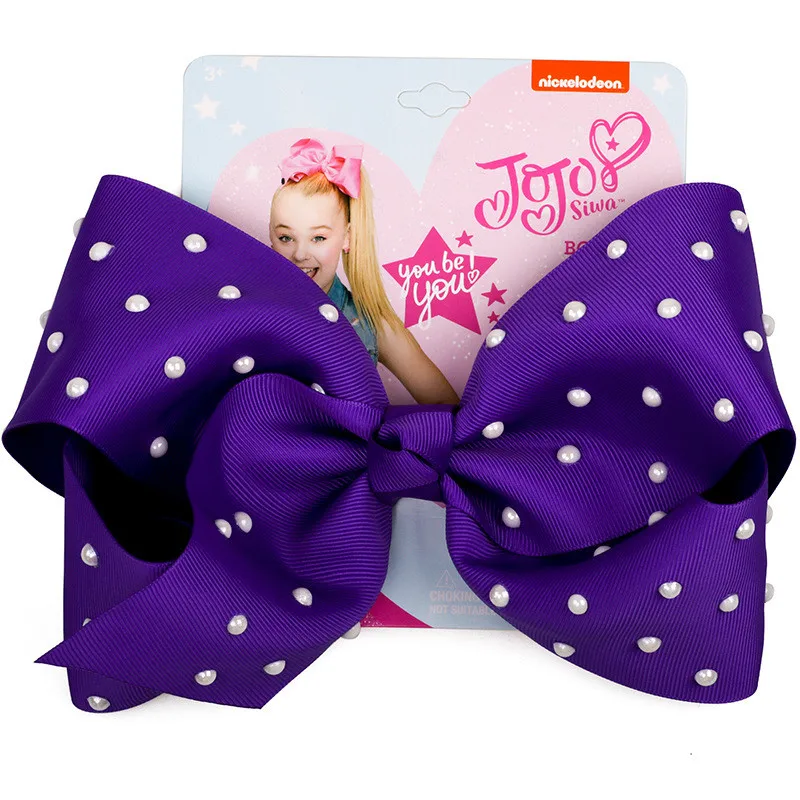 B14 8 дюймов Jojo Siwa заколка для волос красный поцелуй бант для волос Дети ручной работы ленты банты негабаритных Шпильки Модные аксессуары для волос для детей - Цвет: B14