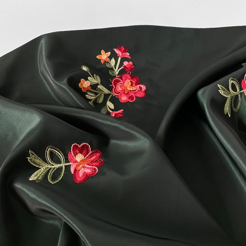 

Spring chemical fiber material embroidery jacquard Chinese style fabric cheongsam dress designer sewing cloth green meter 43-1