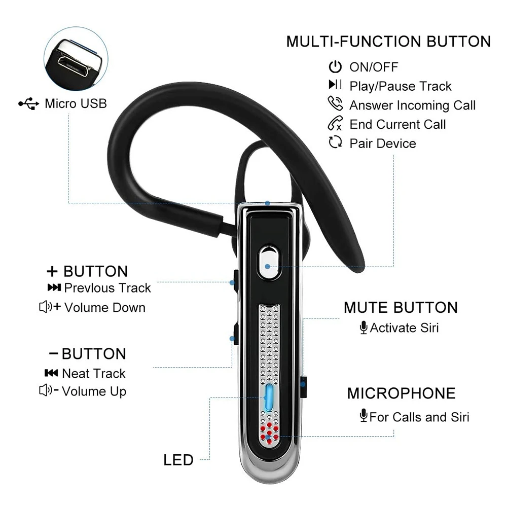 adjustable b4 bluetooth headset 5 0 wireless headphones stereo handsfree business bluetooth earphones with mic for smart phones free global shipping
