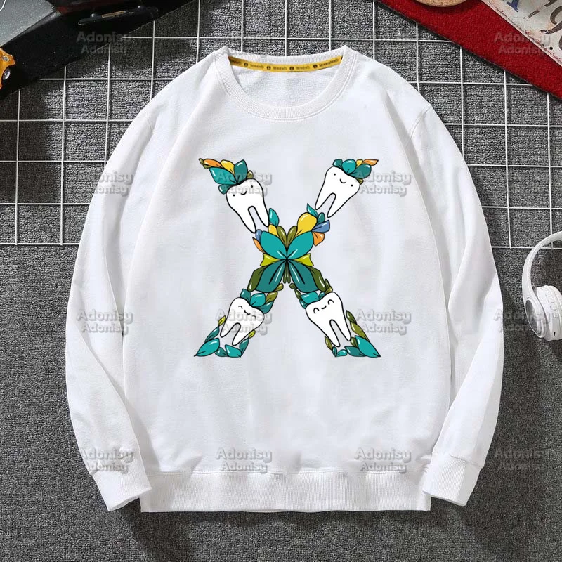 

TOOTH 26 Letter Alphabet Fashion Men's Hoodies Spring Autumn Male Casual Hoodies Sweatshirts Men's White Color Tops