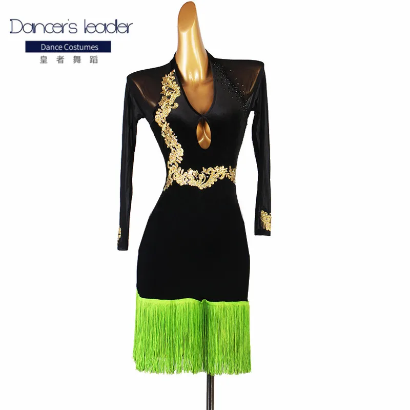 

Latin Dance Practice Clothes Diamond Tassel Fringed Dress Women Adult High-end Performance Competition Costumes