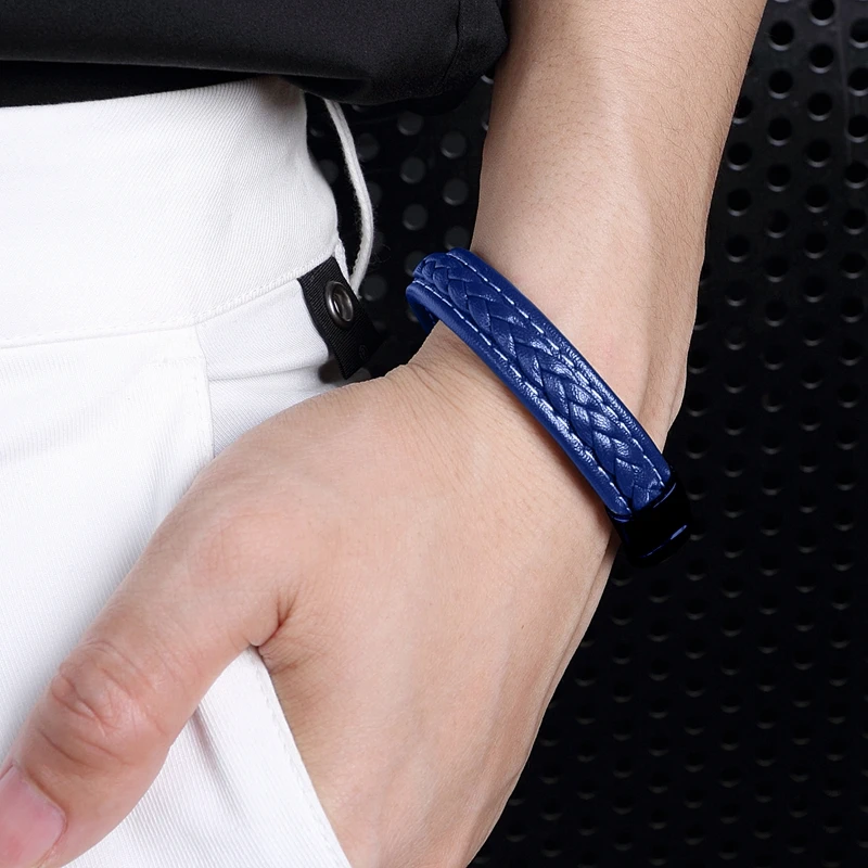 Мужской плетеный кожаный браслет MOZO модный ручной работы из нержавеющей стали с