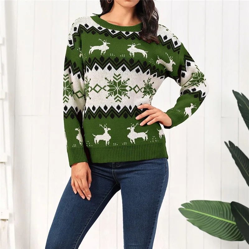 Женский Рождественский свитер Рождественская блузка с длинным рукавом и