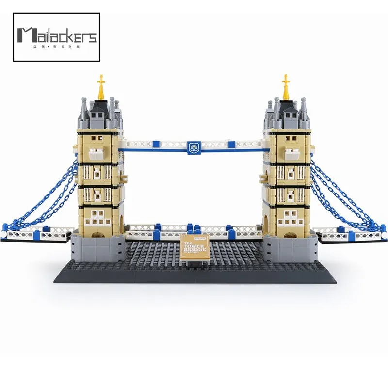 

969 PCS World Architecture London Tower Bridge River Water 3D Model Mini Diamond Blocks Bricks Building Toy for Children Newest