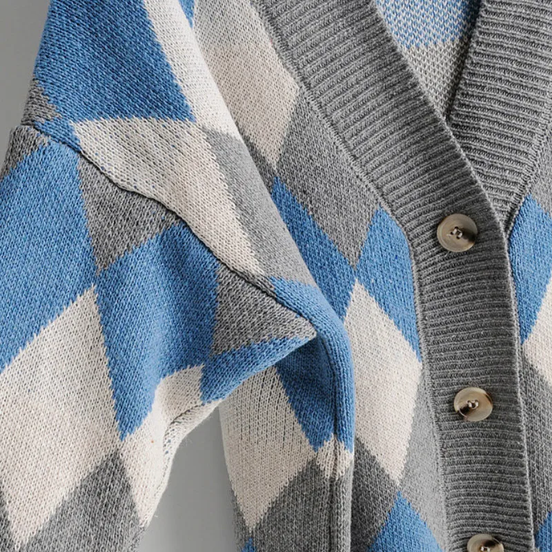 2019 осенний кардиган свитер для женщин винтажные свитера с геометрическим