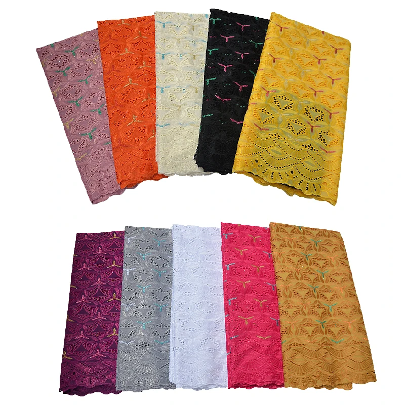 

Alisa Swiss Voile Lace In Switzerland 5 yards/pcs Punch Design African Dry Lace Embroidery With Stones For Sewing Dress Material