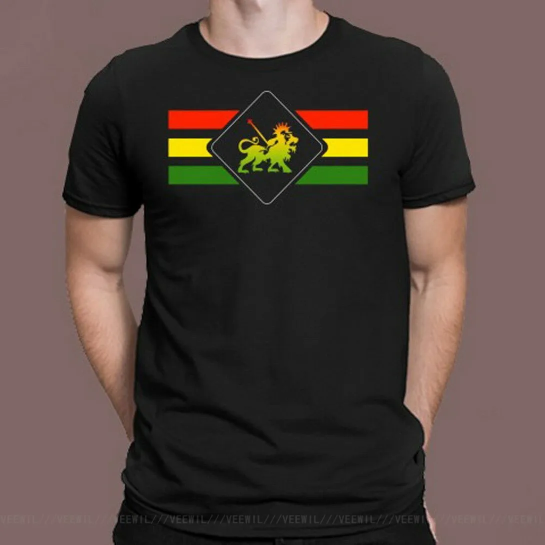Африка растаман Лев регги Мужская Черная футболки футболка Размеры S M L XL 2XL 3XL