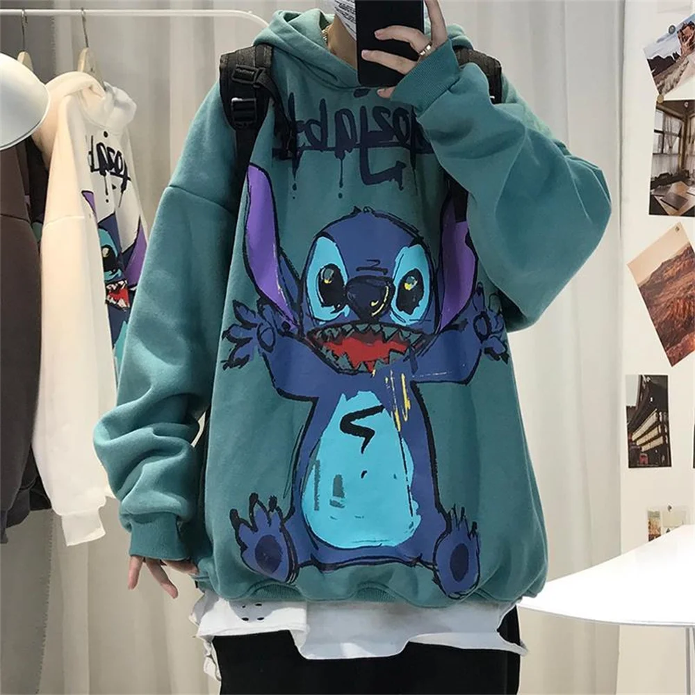 

Autumn Cute Print Hoodie Sweatshirt Harajuku Oversize Girls Boyfriend Style Loose Long Sleeve Kawaii Solid Pullovers Sweatshir
