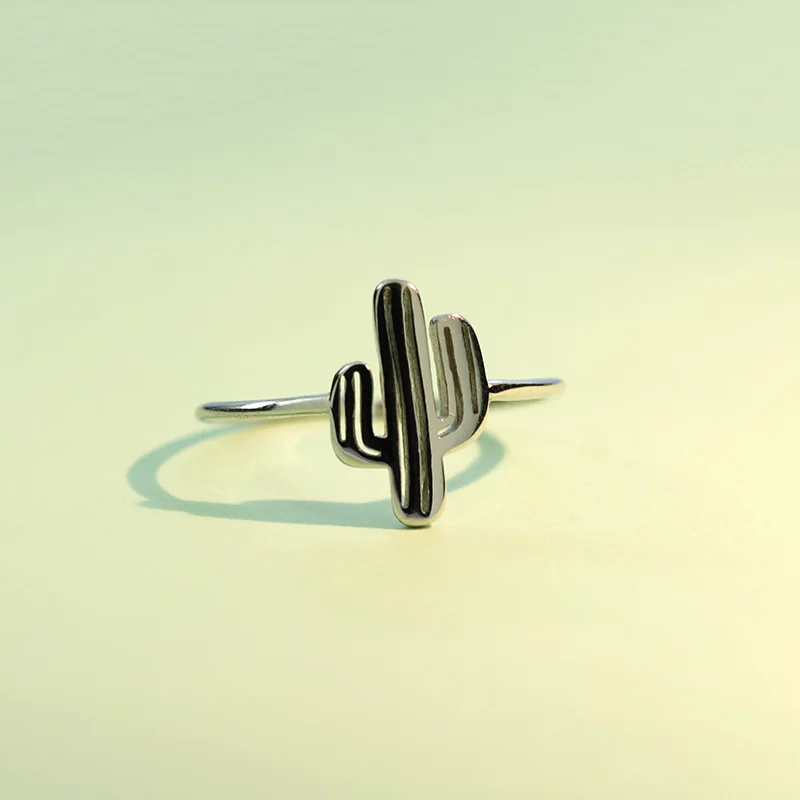 Женское кольцо С КАКТУСОМ Trustdavis регулируемое из настоящего серебра 925 пробы для