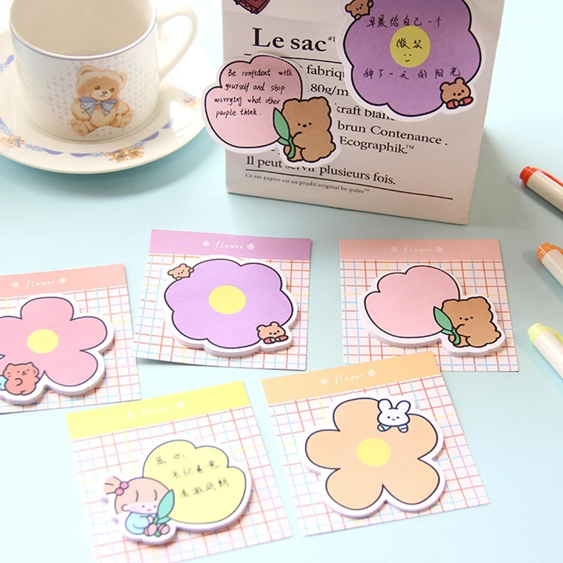 

30 Pages Flower Girl Series Planner Sticky Notes Kawaii Stationery Cute Memo Pad Notepad Office Message Office Supplies