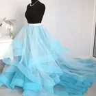 Женская Длинная свадебная юбка, небесно-голубая юбка макси с драпировкой из конского волоса, элегантная вечерняя юбка с оборками на заказ