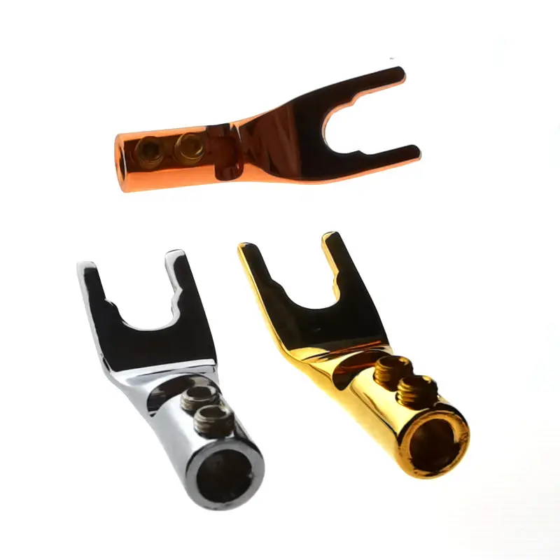 4 шт. позолоченные медные вилки типа банан U/Y высококачественный разъем