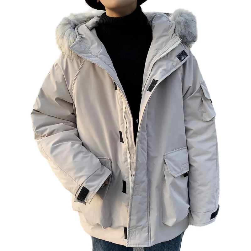 

Зимние куртки мужские пальто мужские объемные карманы большой шерстяной воротник с хлопковой подкладкой свободная хлопковая парка Беспла...