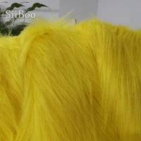 high grade 7cm long hair yellow faux fur fabric for winter coatvestcosplay stage decor free shipping 15050cm 1piece sp2575