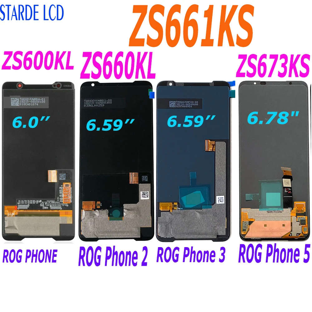 Original 6.59 For ASUS ROG Phone 2 Phone2 PhoneⅡ ZS660KL ZS600KL LCD Display Screen Touch Screen Digitizer Assembly ZS661KS LCD