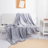 cotton thread knitted blanket with tassel solid color for bed sofa home textile plaid travel tv nap soft winter warm blankets