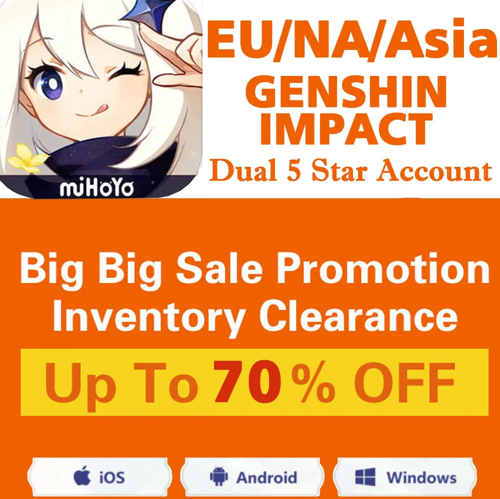 

Inventory Clearance Europe /America /Asia Server Genshin Impact Dual 5star Account Diluc+Mona Keqing+Mona Jean+Qiqi Diluc+Keqing
