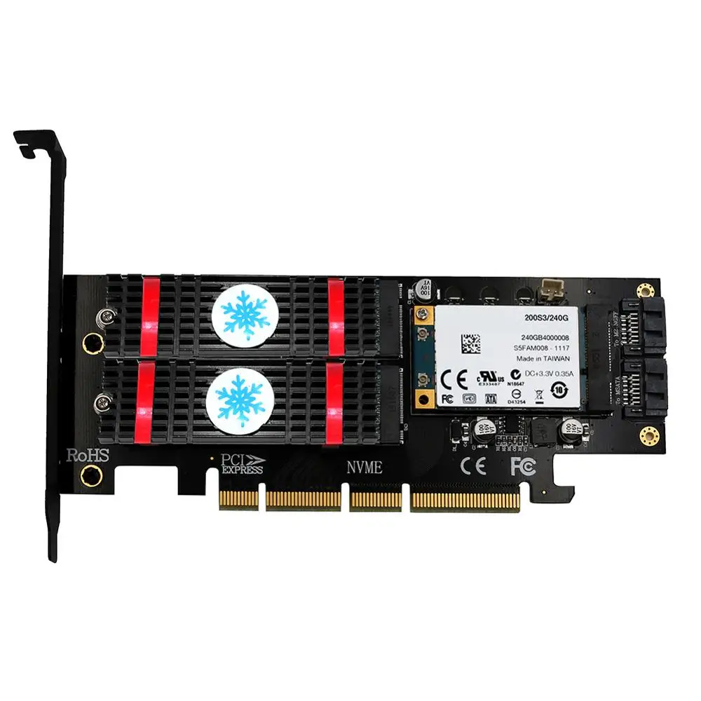 Black Heat sink 3 в 1 mSATA M.2 PCIE NVMe SSD для PCI-E 3,0 4X SATA 3,0 адаптер для M2 NVMe AHCI SATA mSATA конвертер твердотельных дисков - Цвет: Black Heat sink