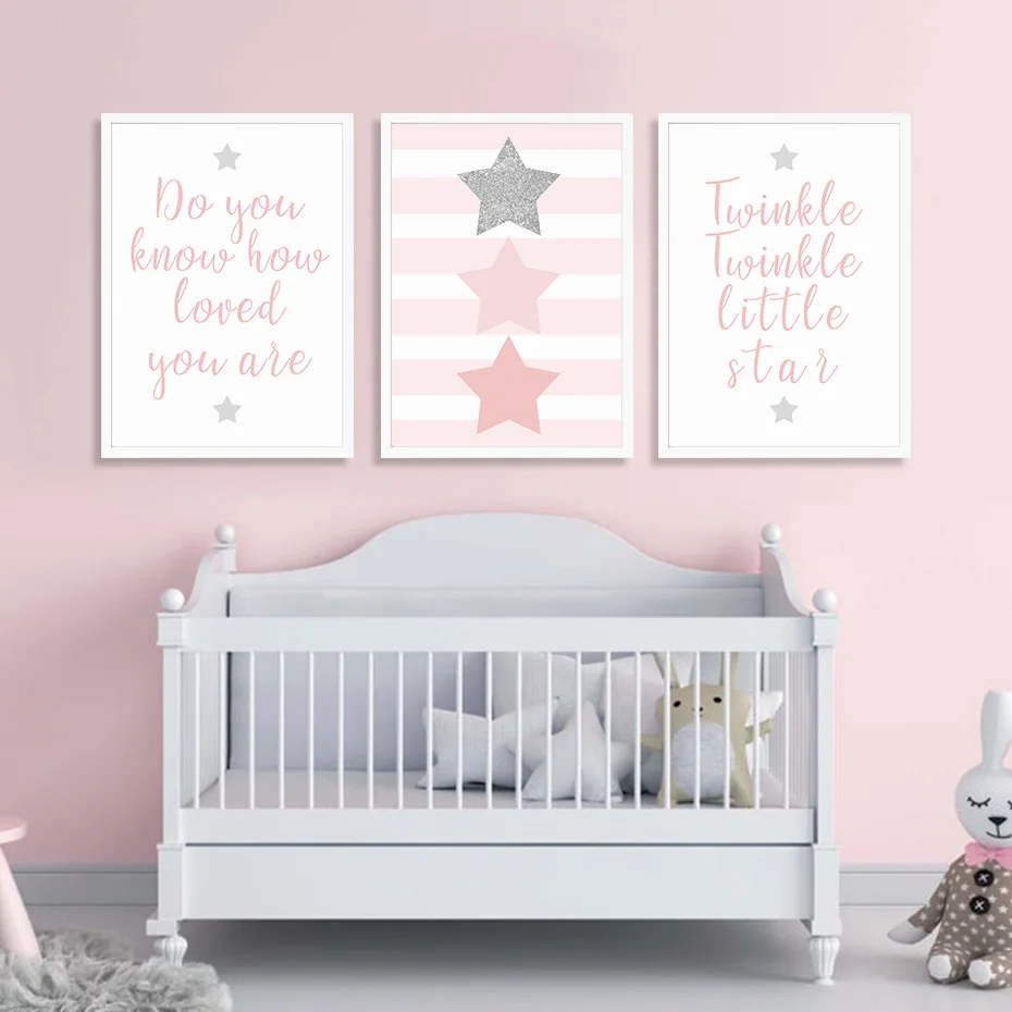 Современные розовые маленькие звезды для девочек картины холст печать Постер и