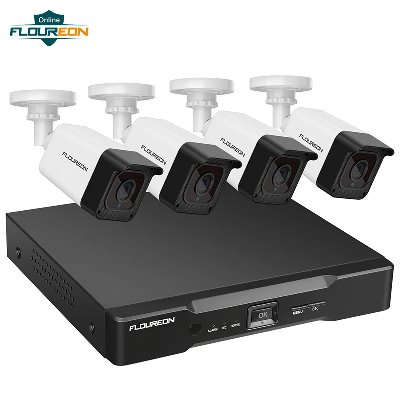 Floureon DVR комплект 1080P XPOE 8CH + 4 шт. 2.0MP камеры видеонаблюдения системы безопасности